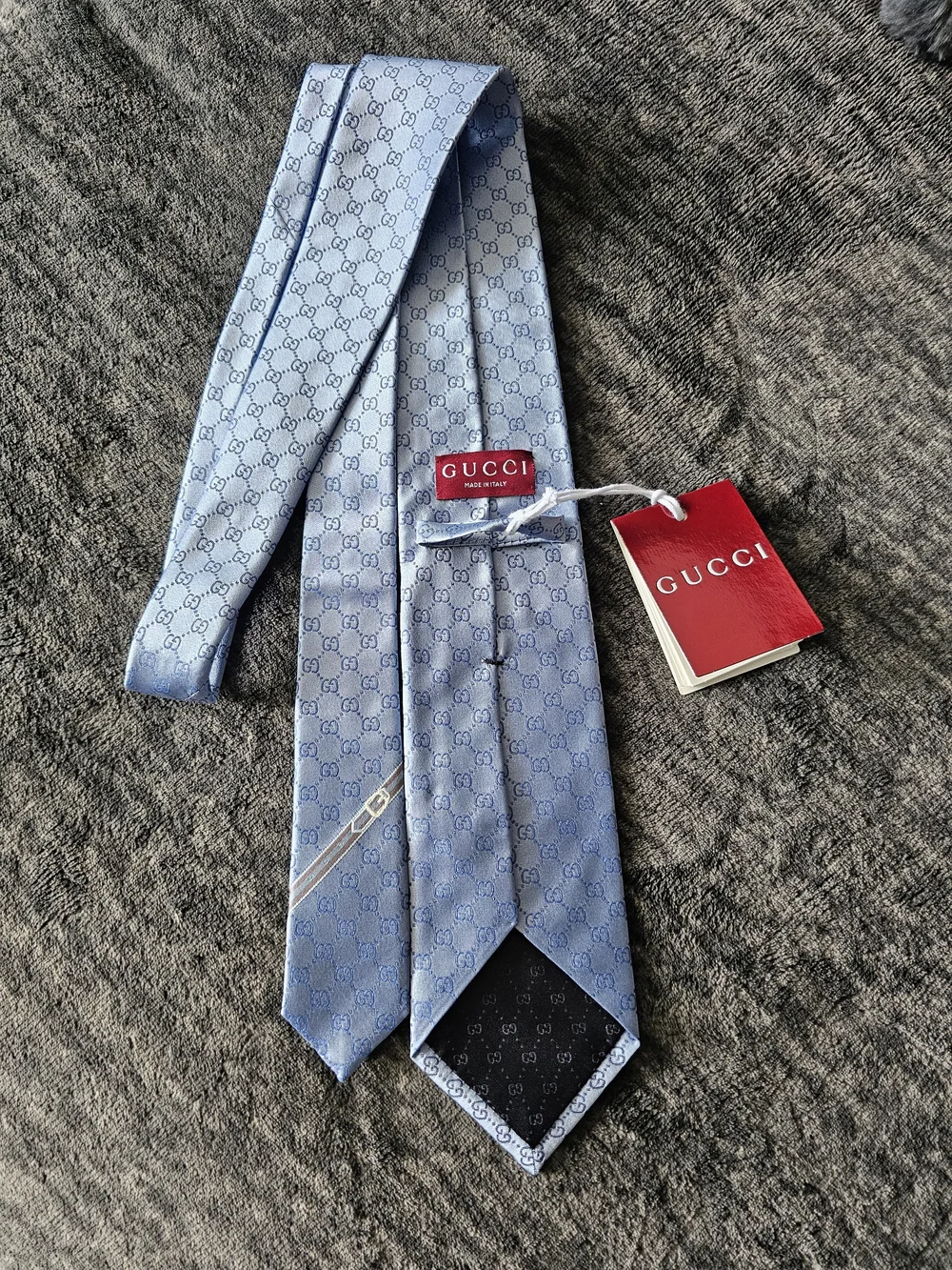 Gucci Light Blue Micro GG Silk Tie